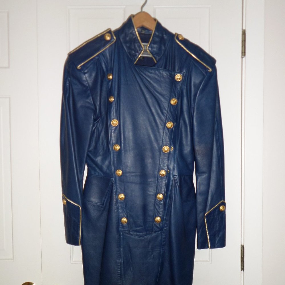 Blue leather dress